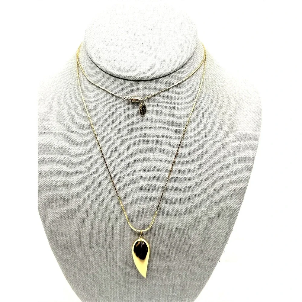 Vintage PARK LANE Teardrop Pendant Necklace Gold Tone Minimalist Box Chain 28